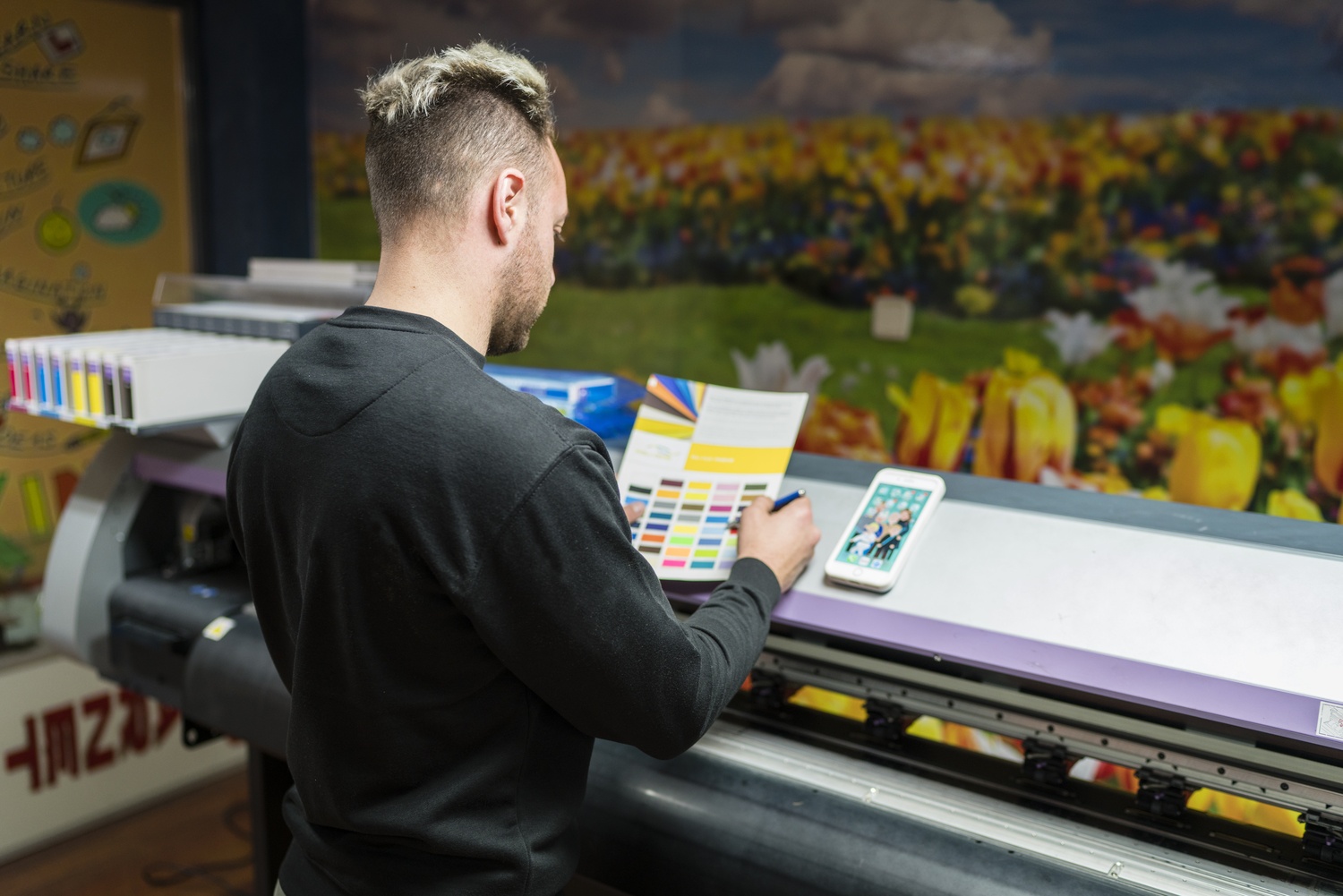 Premium corporate print collateral including brochures, business cards, and stationery.